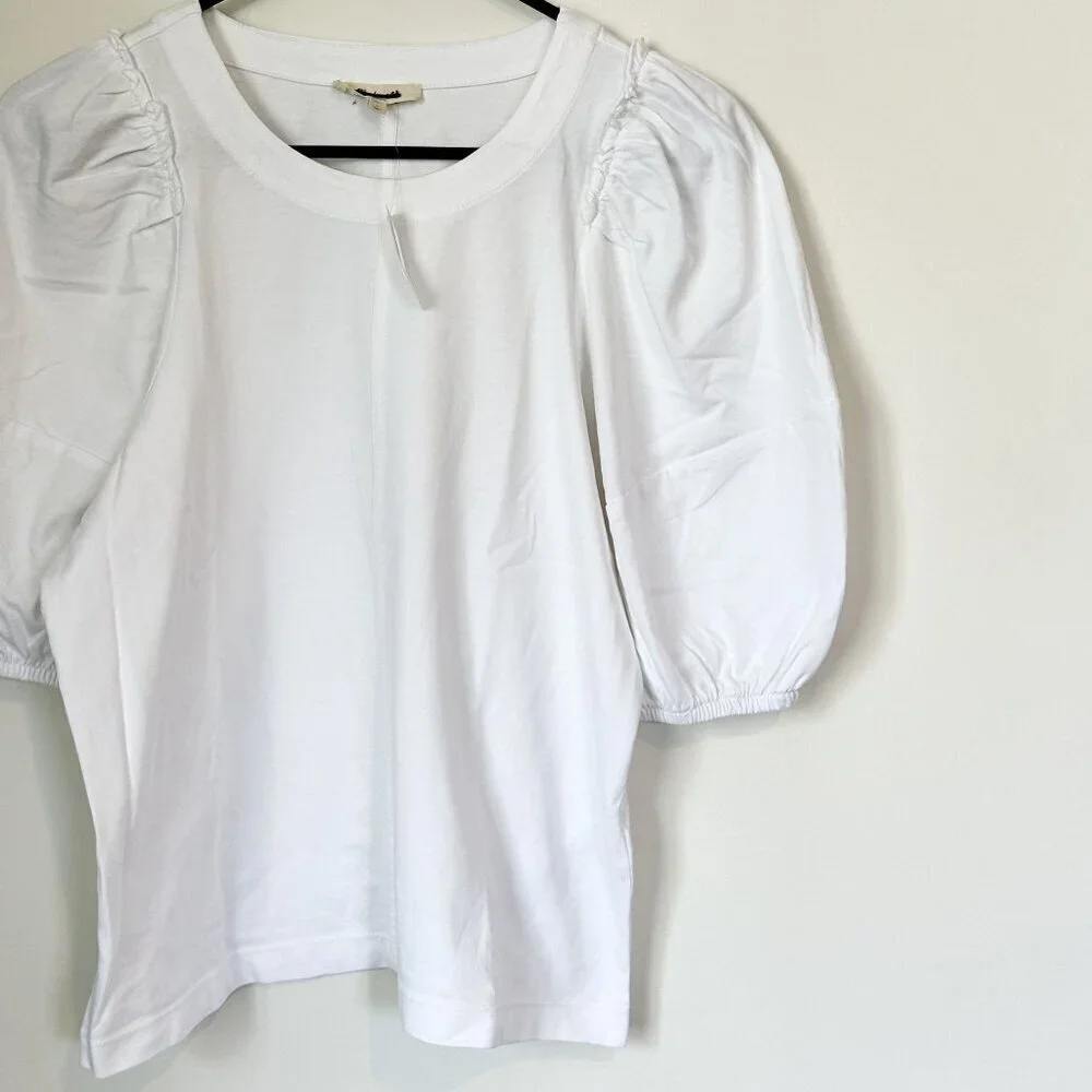 NWT Madewell White Puff-Sleeve Tee - Size: Small